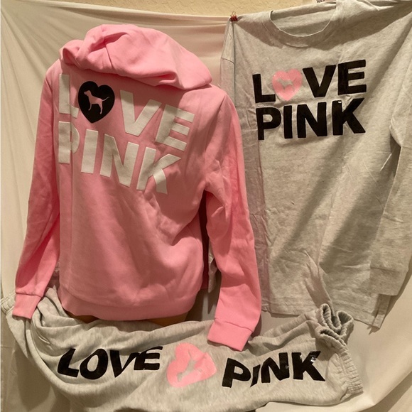 NEW VICTORIAS SECRET PINK “ORIGINALS” 2PC RARE SET ZIP HOODIE & JOGGERS 🔥 - Picture 5 of 8
